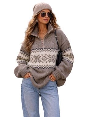 PACHAMAMA COWICHAN UNISEX HANDKNIT WOOL OVERSIZED CHUNKY SWEATER L/XL